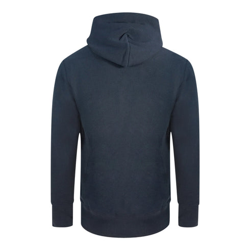 Champion Reverse Weave Small Classic Logo Navy Blue Hoodie 214675 BS501